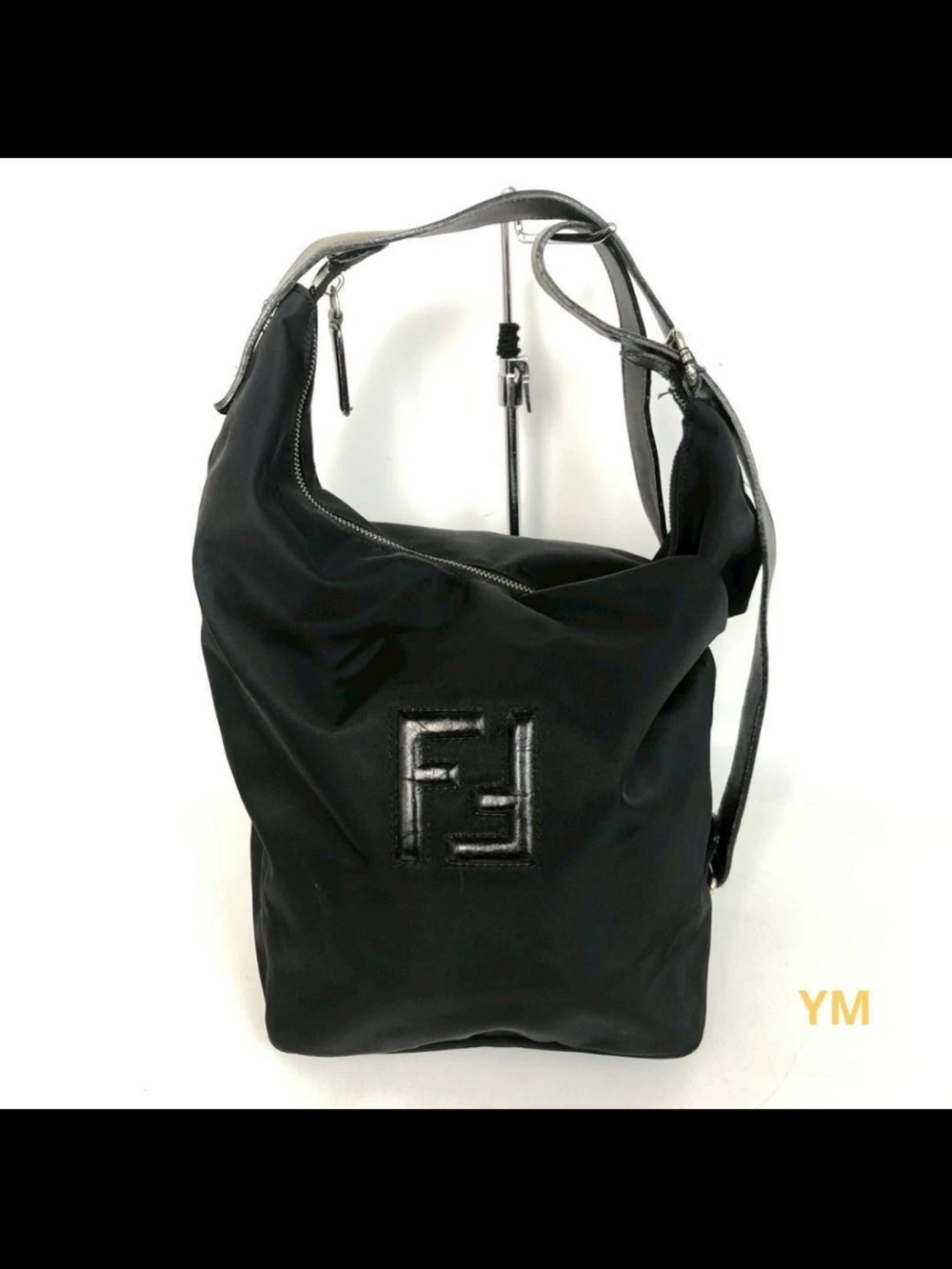 Fendi Black Shoulder Bag with Embossed FF Logo